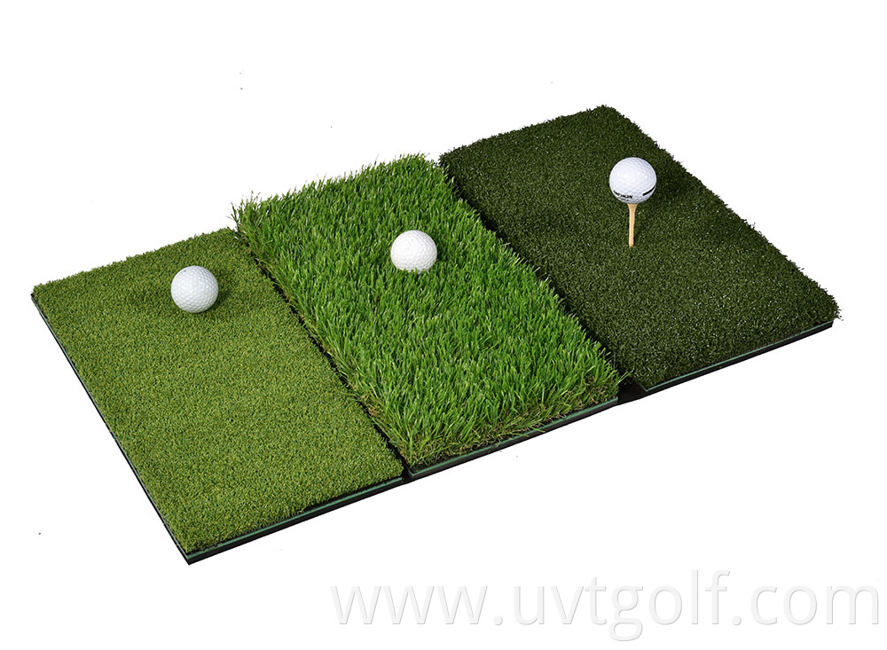 Mini Portable Tri-Turf Golf Hitting Practice Driving Chipping Training Aids 3 in 1 Foldable Turf mat